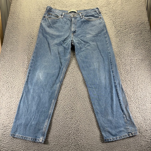 Lee Jeans Mens 38x32 Blue Medium Wash Cotton Relaxed Fit Denim Workwear - Picture 1 of 10